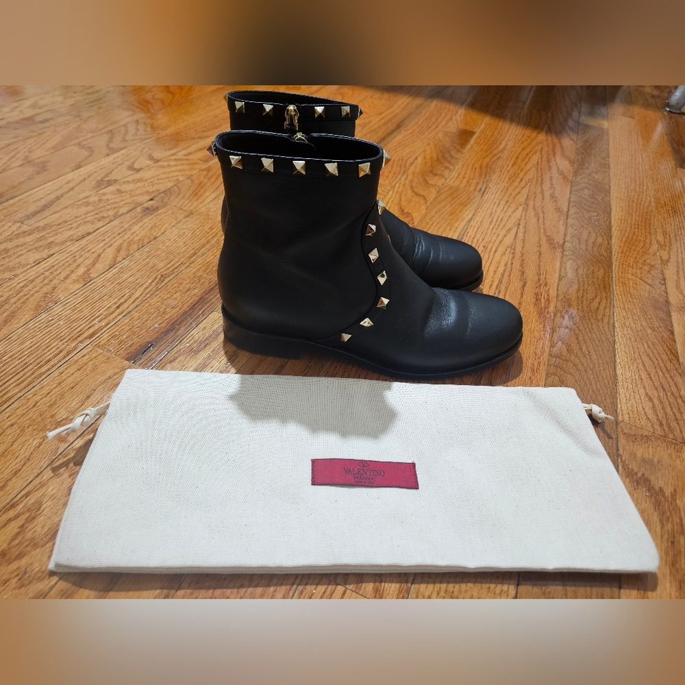 Valentino Black Boots with Gold Studs